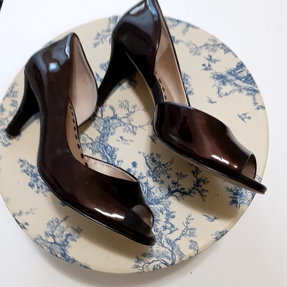 ALEX MARIE Brown Patent Open Toe Heels 7 1/2 M - Picture 7 of 10